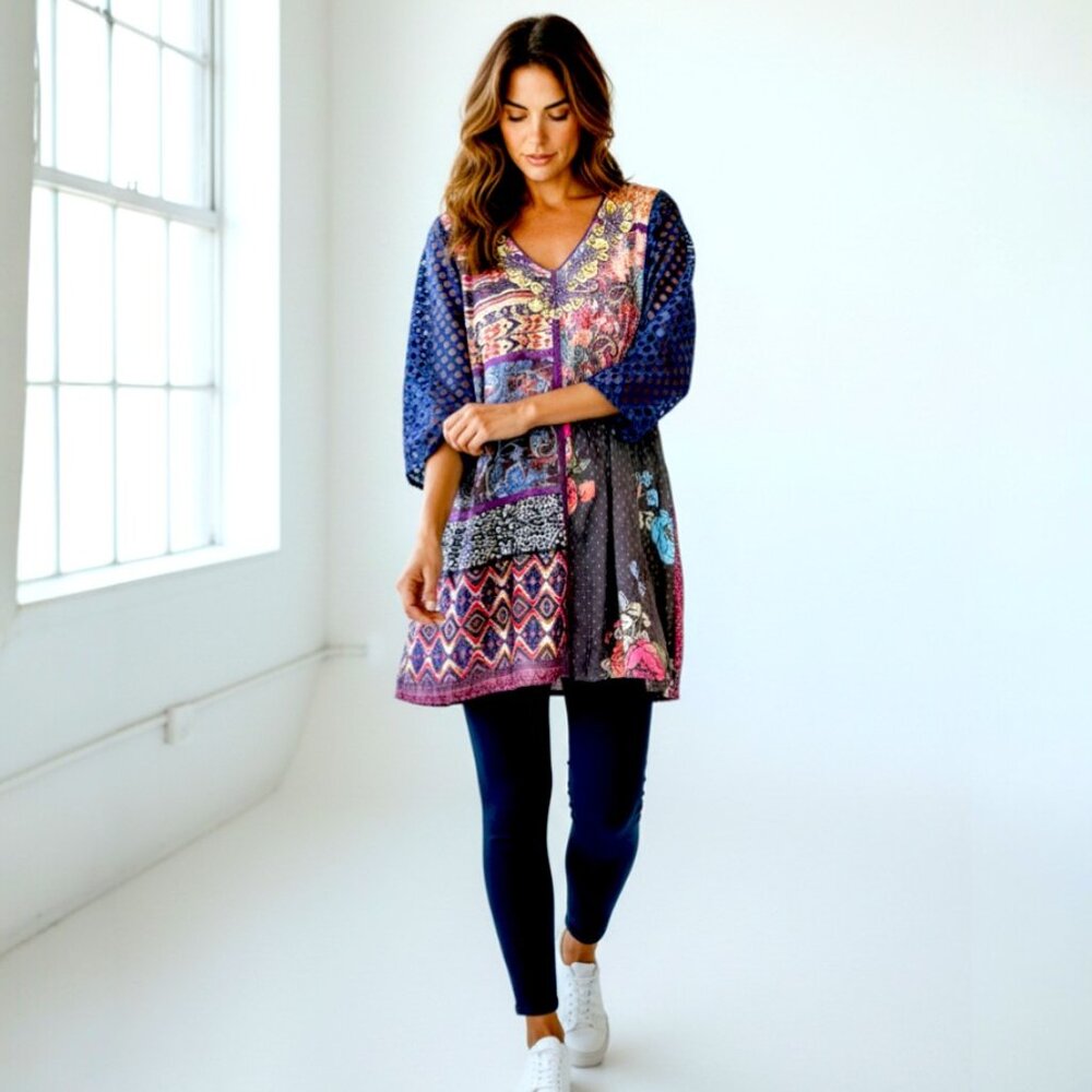 Bohemian Patchwork Tunic: Richly Colored Fabrics,… - image 1